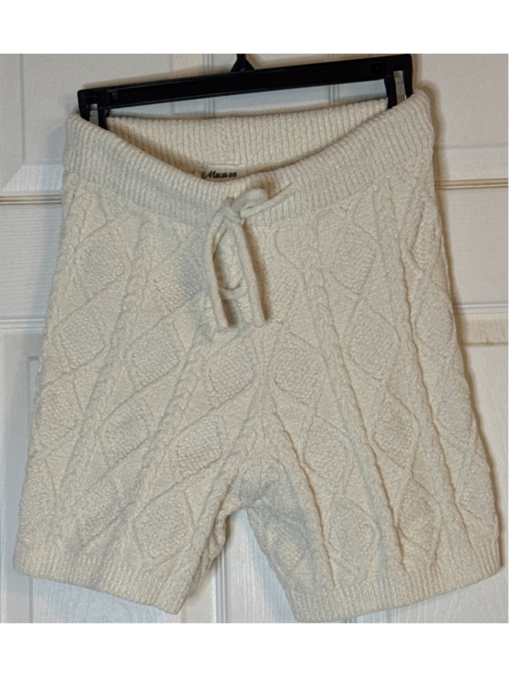 Macaron Cable Knit Sweater Shorts S Off-White